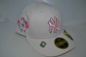 AUTHENTIC NEW YORK YANKEES NEW ERA 59FIFTY FITTED HAT CAP OFF WHITE PINK NEW - Picture 1 of 5