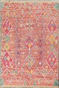 Thick-Plush Modern Moroccan Berber Geometric Area Rug Wool Handmade 8x11 Carpet