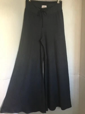 Bohemian Park Knit Pants XL Handmade Hand Dyed Gray Hemp Bld Palazzo 33.5 Inseam - Image 1 of 3