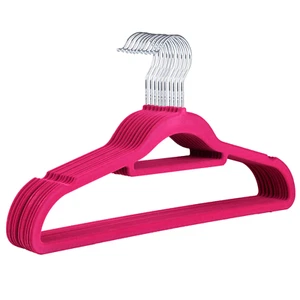 ABRIGO FLOCADO ROSA ANTIDESLIZANTE ROPA COLGANTES PANTALONES DE TERCIOPELO COLGANTE AHORRO DE ESPACIO - Imagen 1 de 2
