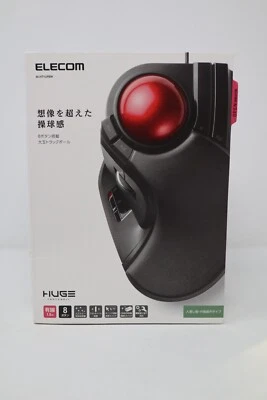 ELECOM trackball mouse wired large ball 8 button tilt function black M-HT1URBK - Image 1 of 4