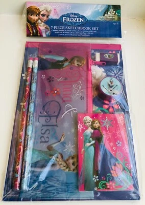 Frozen Анна и Эльза 7 предметов альбом школьный художественный набор с карандашами, мешочек, блокнот - Изображение 1 из 2