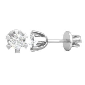 14k Gold 0.2cttw Round Cut Lab-Created Diamond Stud Earrings Men 6 Prong Classic - Picture 1 of 21