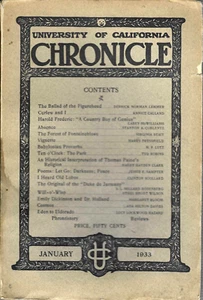 Chronicle Quarterly Journal University of California Jan 1933 Last Issue! - Picture 1 of 1
