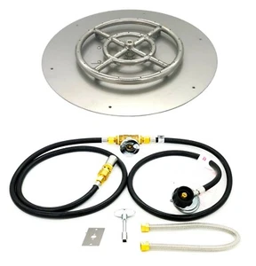 Padella piatta rotonda in acciaio inox 20" con anello bruciatore 12" kit braciere propano fai da te - Foto 1 di 3