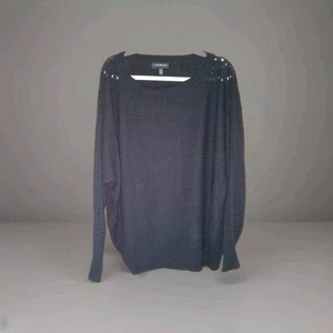 Lane Bryant Womens Sz 26/28 Long Sleeve Knit Black Sweater Round Neck - Picture 1 of 7