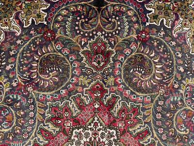 6x9 BLUE ANTIQUE RUG ORIENTAL HAND-KNOTTED handmade real old purple green 6x10 - Image 1 of 4