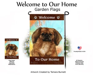 Welcome Garden Flag - Brown Pekingese 098A - Picture 1 of 1