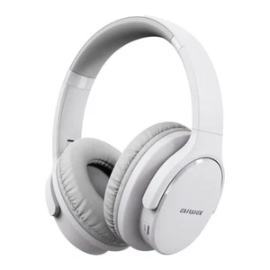 AIWA Over-Ear Bluetooth Headphones w/AUX Cable & Airplane Adaptor - White - Picture 1 of 4