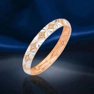 Rotgold Ring Russisches Rose Gold 585 Goldring mit Cubic Zirconia 100% NEU 3 mm - Picture 1 of 3