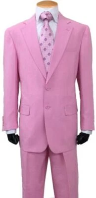 Men's 2Pc Formal Slim Fit Suit Two Button Pink Size 38R-60L 702PS - Image 1 of 3