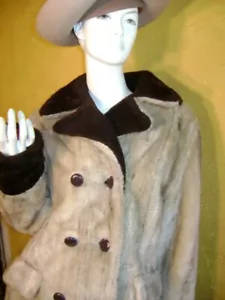Cappotto oscillante lungo vintage in pelliccia sintetica bicolore anni '60 '70 taglia M straordinario - Foto 1 di 1