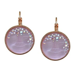 Kirks Folly Goddess Seaview Moon 20mm Leverback Earrings Rose GT Lavender AB - Picture 1 of 2