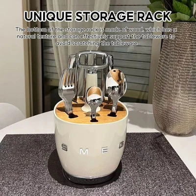 SMEG Cutlery Caddy/Holder Only Tableware Storage Container Limited Edition Beige - Image 1 of 4