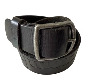 Abercrombie & Fitch Embossed Logo Leather Buckle Belt Kids 11-13 Black - Picture 1 of 15