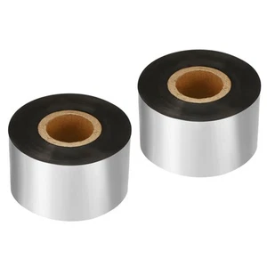 1.18"x984' Wax Thermal Transfer Ribbon, 2 Roll 1" Core Ink Out Ribbon, Black - Afbeelding 1 van 6