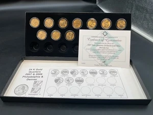 24k Gold Quarters 2007 & 2008 Philadelphia & Denver - Picture 1 of 4