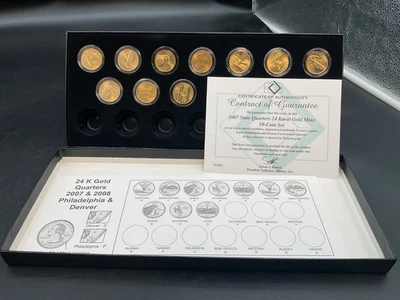 24k Gold Quarters 2007 & 2008 Philadelphia & Denver - Image 1 of 4