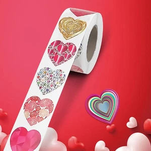 500pcs Color Valentine's Day Heart Sticker Birthday Gift Packaging Seal Sticker - Picture 1 of 9