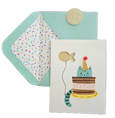 Papyrus Happy Birthday Card Cat 🐈 Fish 🐟 - Image 1 of 4