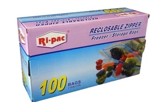 2 Gallon Size Zipper Bag, Freezer & Storage Bag 13x16 IN, 100 Bags, - Picture 1 of 1
