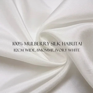 39 Inch X 44 Inch Ivory White Mulberry Silk Habutai Fabric Material Linings - Picture 1 of 7