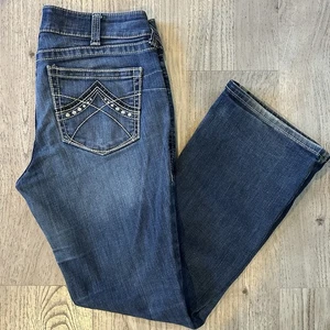 Jeans donna Ariat vero bootcut intrecciato denim taglia 31R western cowgirl scuro - Foto 1 di 15