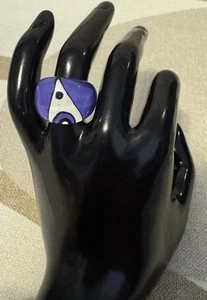 Size 6 Purple Evil Eye Psychedelic Lucite Plastic Acrylic Multicolor Clear Ring - Picture 1 of 12