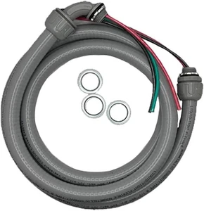 3/4" AC Peitsche Elektroleitung Kit eng 10 Stärke Drähte 90 Grad Stecker 6 Fuß - Bild 1 von 7