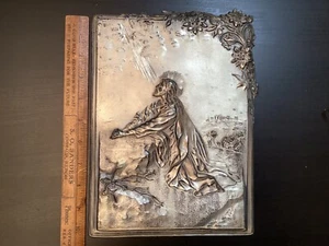 Antikes Metall 3D Kunst Relief Jesus betet im Garten - Bild 1 von 24