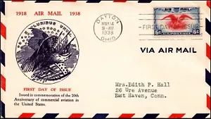 Scott C23 - 6 Cent Adler Luftpost WM Grandy FDC getippte Adresse FDC Planty C23-17 - Bild 1 von 2