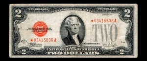 STAR 1928-F $2 United States Note Red Seal Circulated - Picture 1 of 2