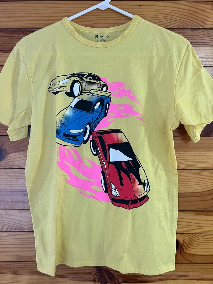 The Children's Place Race Cars Shirt EUC Boys Yellow Top Size XXL 16 - Image 1 of 1