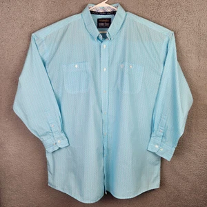 Camisa GEORGE STRAIGHT Wrangler Para Hombre Talla 3XL L/S Abotonada Aqua/Blanco Geométrica - Imagen 1 de 10