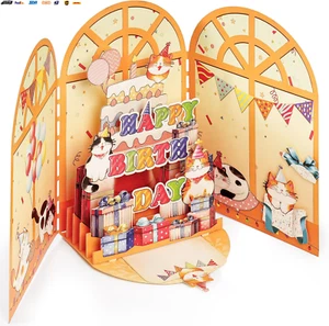 Happy Birthday Cat Lovers 3D Popup Card – Handmade Elegant Kitty Birthday Card f - Picture 1 of 8