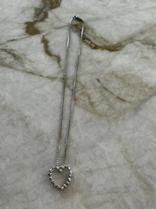 Collar De Colección Krementz Claro Estrás Corazón Colgante Tono Plata MC: ¡AMOR! - Imagen 1 de 10