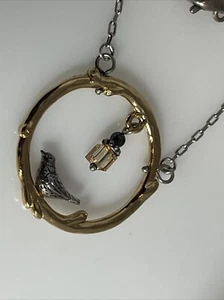 BRIGHTON FRÜHER VOGEL AUF DRAHT GOLDENE SWAROVSKI KRISTALL CREOLEN HALSKETTE 12B - Bild 1 von 5