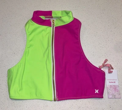 Top de Bikini Hurley Love Shack Elegante Bloque Sólido Rosa Verde Cuello Alto S Nuevo con Etiquetas Foto 1 de 2