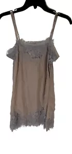 Y2k Gold Hawk Sz XS Womens Silk Lace Trim Whimsigoth Witchy Grunge Cami Tank - Picture 1 of 4