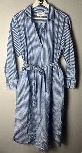 Xirena Cotton Stripe Blue White Long Sleeve Midi Marlowe Shirt Dress Sz Medium - Picture 1 of 4