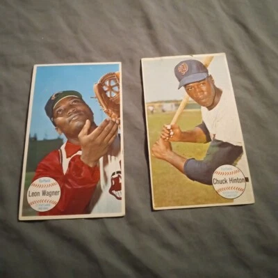 复古 1964 年 Topps 巨人队 #20 Chuck Hinton & #54 Leon Wagner 棒球卡 — 第 1/4 张图片