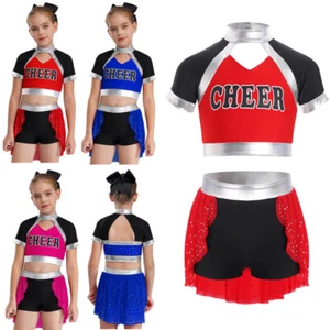 Girls Set Cosplay Outfit Short Sleeve Uniform Carnival Crop Top With Shorts - Picture 1 of 47