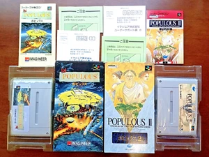 Lot of 2 Populous I II Trials of the Olympian Gods Nintendo Super Famicom SFC JP - Picture 1 of 19