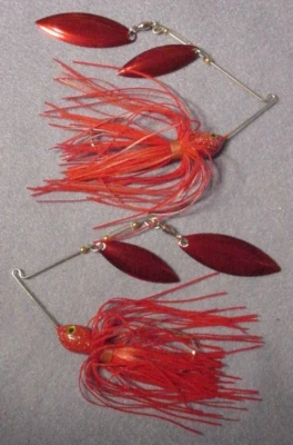 R & S BAITS Lot of 2 Spinnerbaits 1/2 oz by MFG of Assassinator DWRR Guntersville Texas Red