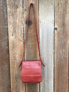 Vintage Coach 9145 Legacy Flap Crossbody Shoulder Bag Red Leather - Picture 1 of 14
