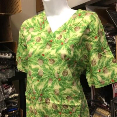 NUEVO EXFOLIANTE DE ENFERMERÍA MÉDICA GRANDE EXFOLIANTE Algodón Piña UNIFORME Verde Cuello en V TOP Foto 1 de 3