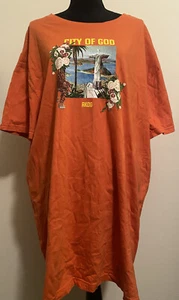 AKOO Mens Graphic “City Of God” T-Shirt Orange Size 4X - Picture 1 of 8
