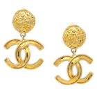Chanel Gold Dangle Earrings Clip-On 95A 123226