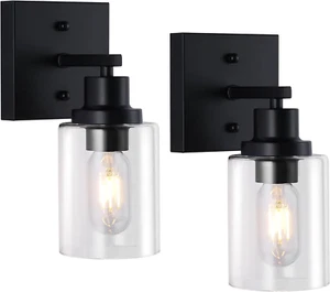 2Pack Wall Sconces for Bathroom, Black Modern Vanity Light Fixtures, Farmhouse W - Picture 1 of 9