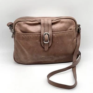 Vintage LANCASTER Crossbody Bag Brown Leather Adjustable Strap Buckle Pocket - Picture 1 of 16